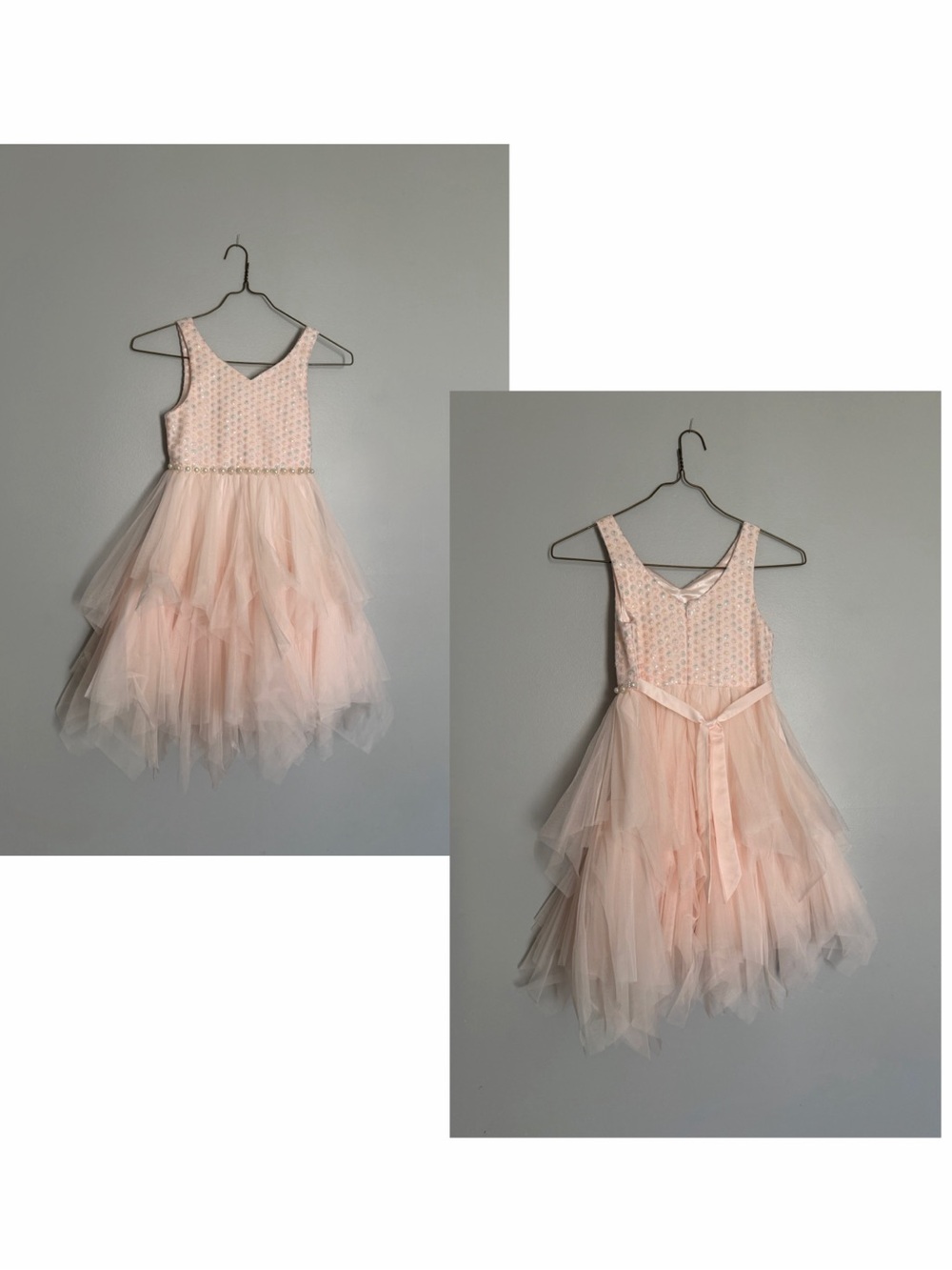 Blush Pink Tulle Dance Dress with Beaded Bodice